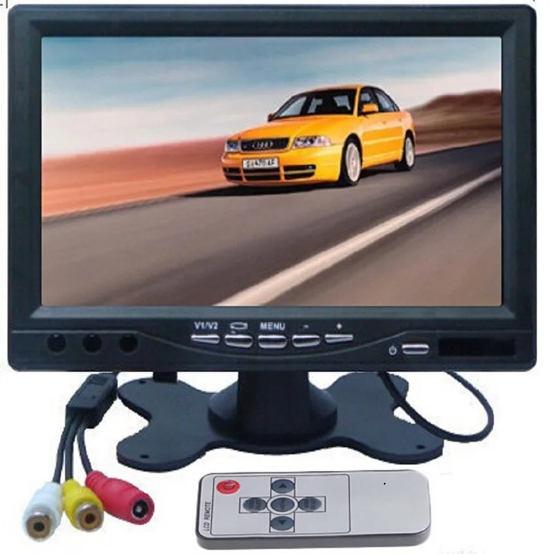 

7'' innch Color TFT LCD DC 12V Car Monitor Rear View Headrest Display with 2 Channels Video Input for DVD VCD Reversing Camera