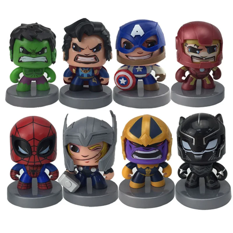 

8pcs Avengers Marvel Action Figures Iron Man Thanos Captain America Hulk Hulkbuster Thor Black Panther Spiderman Figure Toys