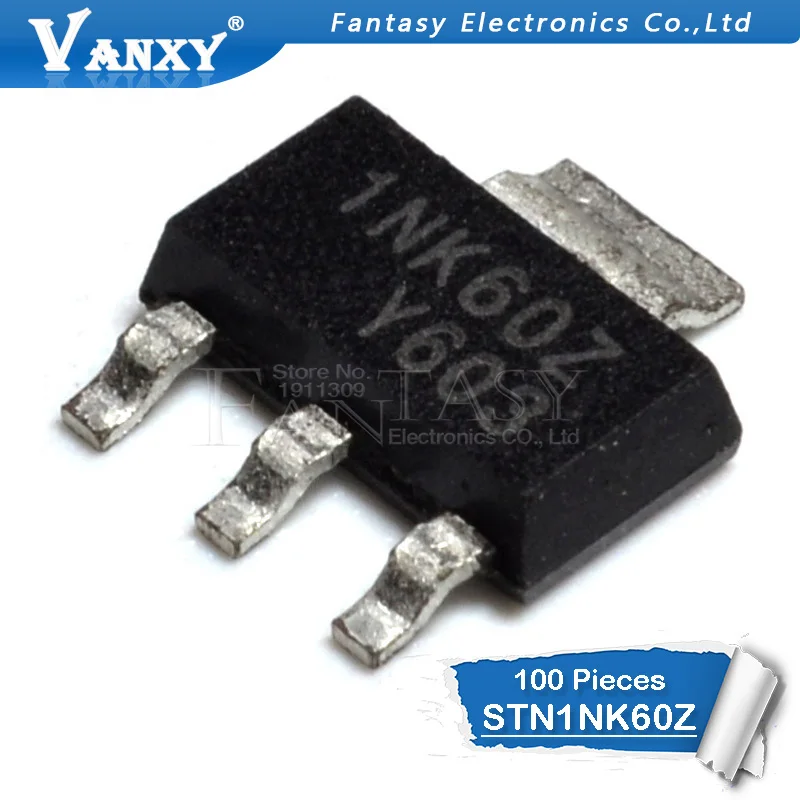 100pcs STN1NK60Z SOT 223 1NK60Z STN1NK60 SOT MOSFET N CH 600V 300MA ...