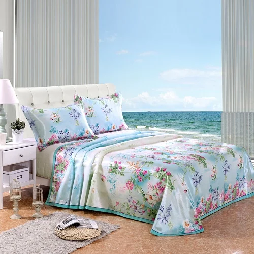 Cool summer Blue print Summer sleeping mat bedding set Bed sheet