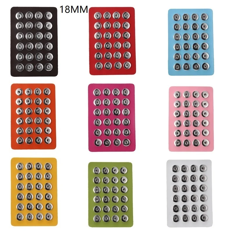 

24 pcs Jewelry Display Holder Snap Button Jewelry 12mm 18mm Snap Button Display 10 Colors Black Leather Snap Display