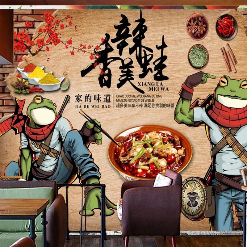 

Free shipping custom 3d mural wallpaper delicacy cuisine Spicy food mural restaurant backdrop wall wallpaper for walls 3 d