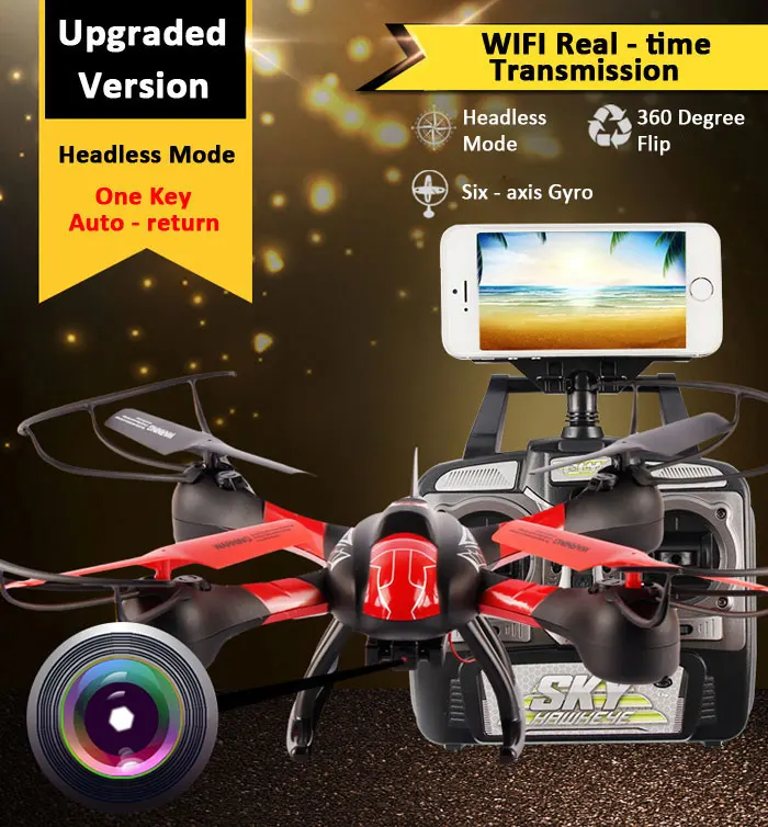 

SKY HAWKEYE 1315W helicoptero Headless Mode WIFI FPV Real Time Transmission 4CH 2.4G RC Quadcopter drone with camera Helicopter