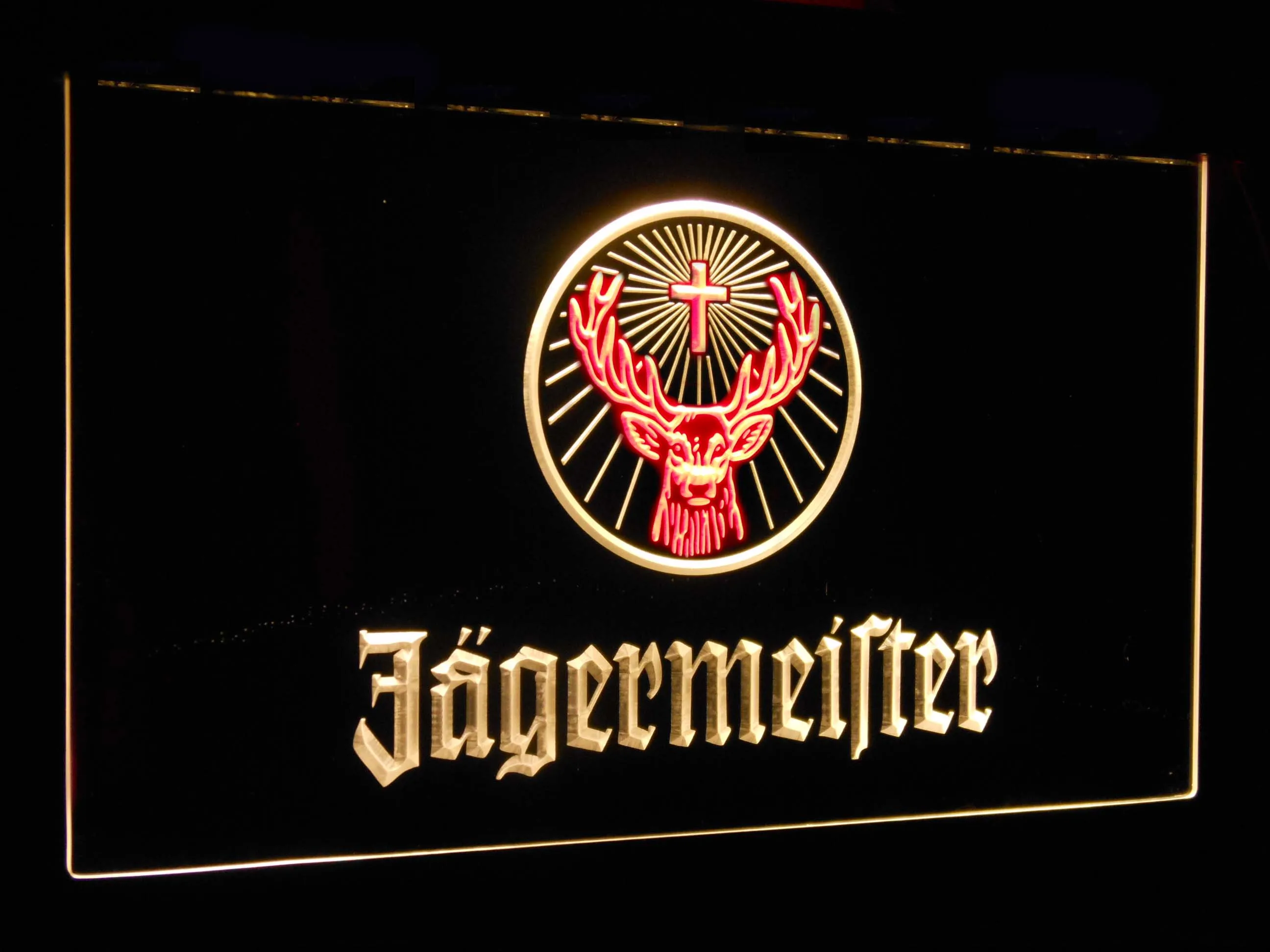 Jagermeister голова оленя двойной цвет светодиодный неоновый светильник вывески st6-a0288 - Цвет: Red and Yellow