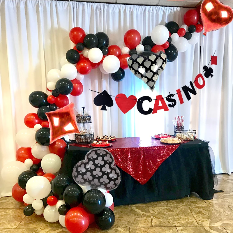 Arc De Casino Avec Ballons A Theme Decoration De Casino Partie De Poker Las Vegas Decorations De Fete D Anniversaire Anniversare Pour Adultes Aliexpress