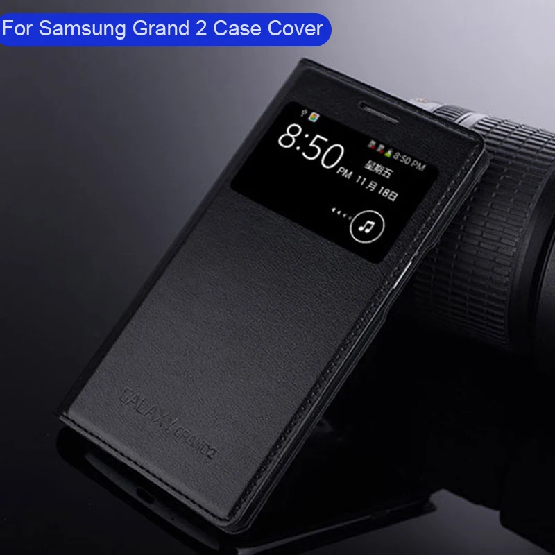 

For Samsung Galaxy Grand 2 Grand2 Case S View Cover with Battery Back Cover Function G7102 G7105 G7106 Smart Flip Case