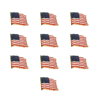 

10pcs Brooches American Flag Varnished Iron Lapel Pin Breastpin for Costume Accessories Gift Garment Decoration