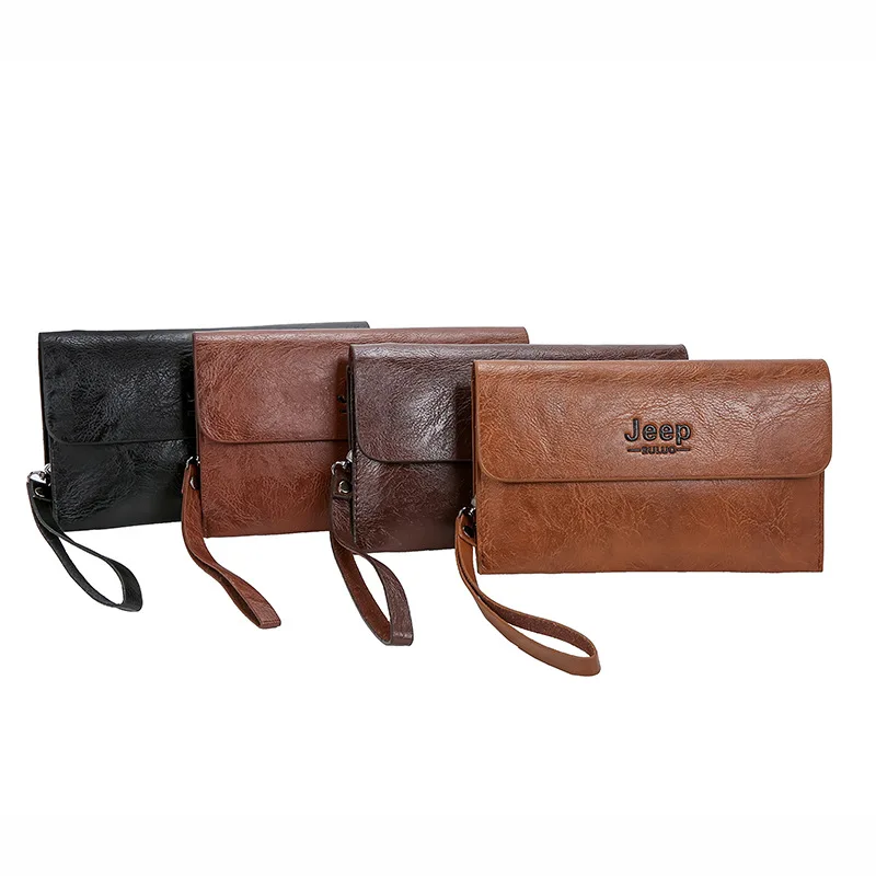 

Men's handbag fashion trend hand grab bag business double hand bag men purse soft leather large capacity bag PU leather