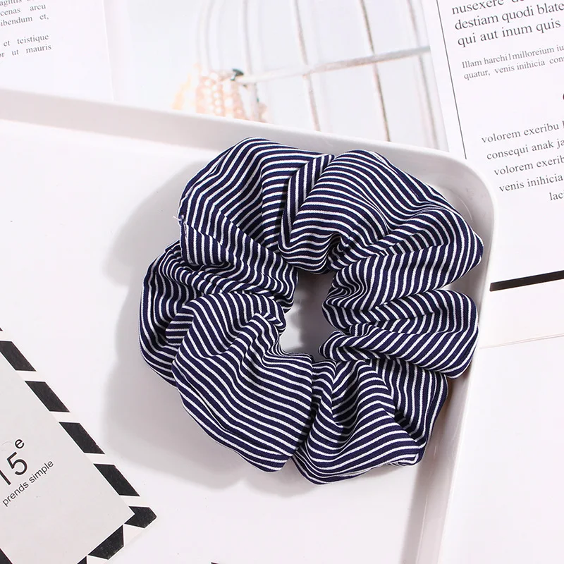 Cute Classic Scrunchie Stretch Headband Dot Plaid Scrunchies Women Elastic Hair Band Girls Hair Ties Striped Hair Accessories hair clips for fine hair