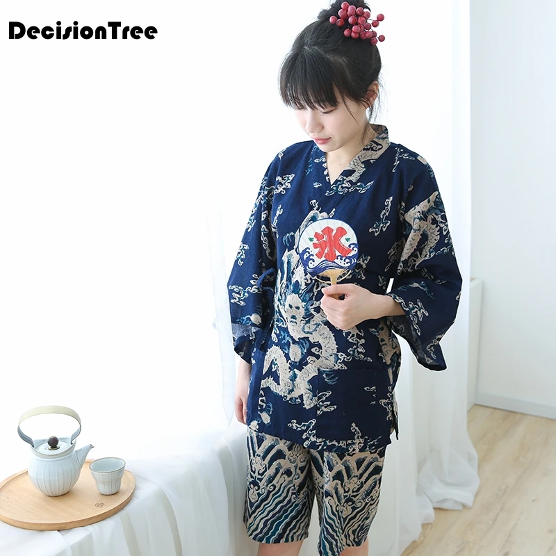 2019 summer traditional women japanese pajamas sets 100 cotton simple