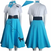 Hip hop fashion poodle skirt halloween costume daily wear women kids girls light blue