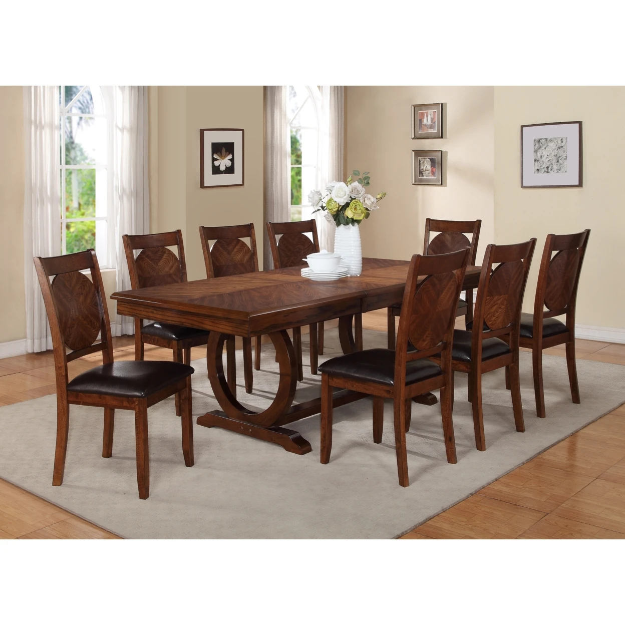 Classic Rectangular Dining Table Dark Brown (1)