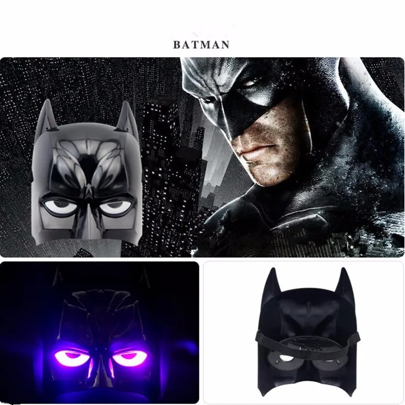 Wholesale LED Light Masks Superhero Captain America& Spiderman Optimus Prime Mask for Adults Kids Party Halloween Birthday Gift - Цвет: Batman