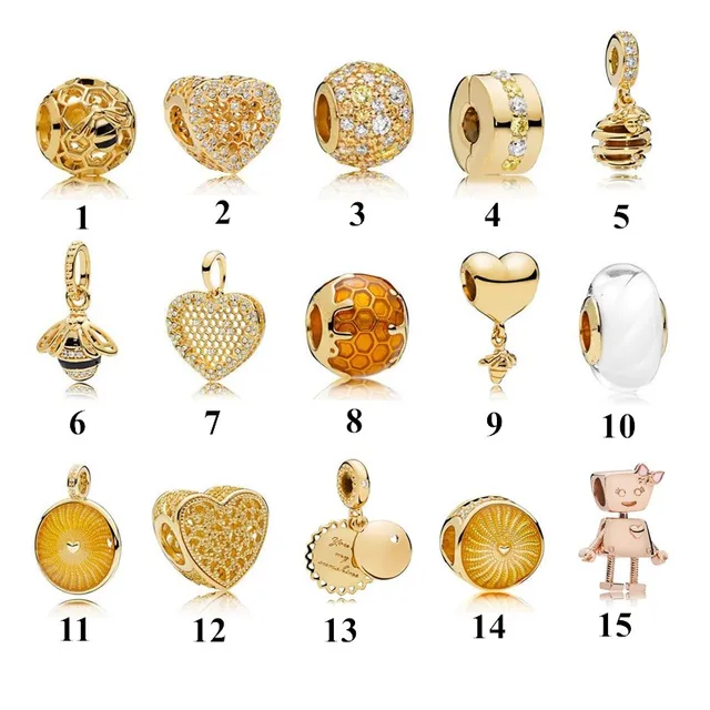 New 2018 Spring Collection Gold Charm Beads Fits Pandora Bracelet New 2018 Spring Collection Gold Charm Beads Fits Pandora Bracelet Authentic 925 Sterling Silver Diy Jewelry