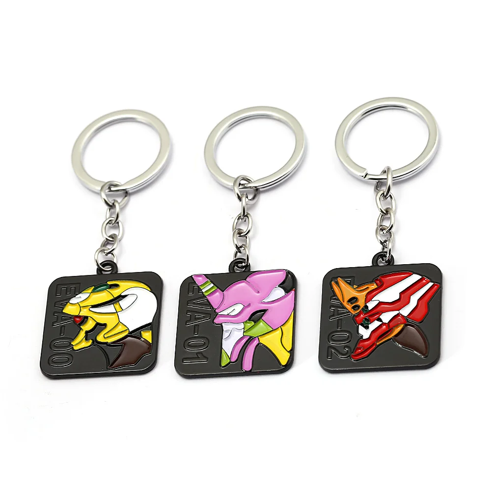 

HSIC Anime Neon Genesis Evangelion Keychain Metal EVA-00 EVA-01 EVA-02 Pendant Keyring Holder Men Cosplay Gifts llaveros HC13017