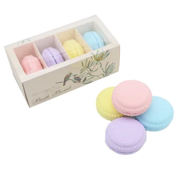 

1set 4pcs Fizzy Macaron Bath Bombs Organic Bath Bomb Gift Sweetest Strawberry Mouthwatering Cupcake Square New