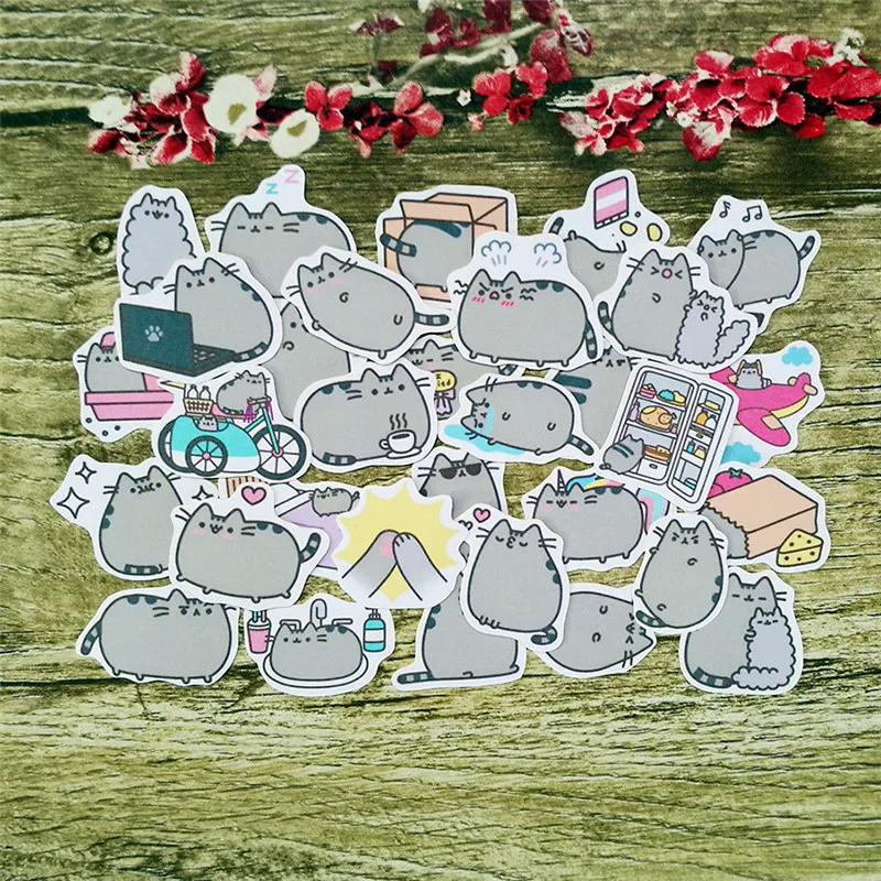 

40 Pcs Cute PusheentheCat handbook Stickers For Laptop Motorcycle Skateboard Luggage Decal Toy Scrapbooking Sticker