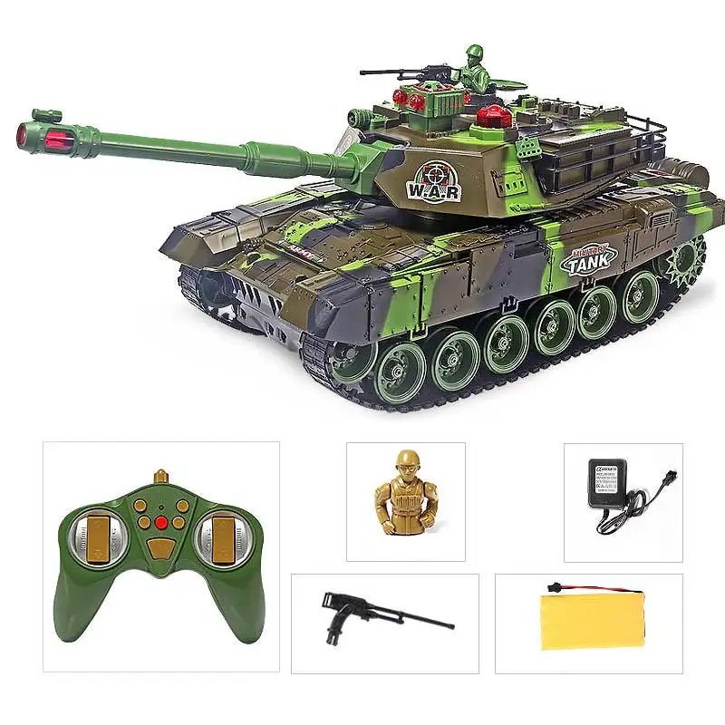 Rc Танк дистанционного управления игрушка электрический Танк 1:20 2,4G HC0151 с музыкой светодиодный 33 см инфракрасный перезаряжаемые военные модели для мальчиков - Цвет: Зеленый