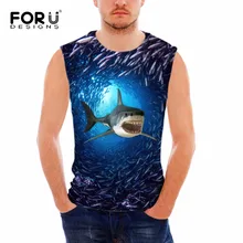 FORUDESIGNS Бодибилдинг Слим повседневная мужская майка жилет Мода 3D морские животные лето без рукавов Фитнес рубашка для взрослых майка