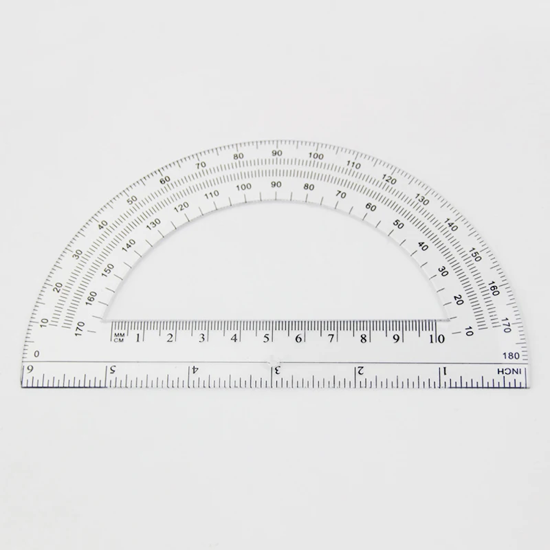 2 шт./партия прозрачная пластиковая линейка транспортира математические транспортиры цифровой транспортир школьные образовательные принадлежности 180 градусов, 15 см