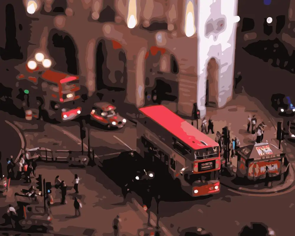 MaHuaf-j340 London town and bus painting on canvas by numbers for living room wall 