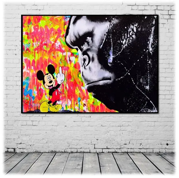 

free shipping hand painted Alec Monopoly graffiti pop art on canvas painting good for welding room decoration