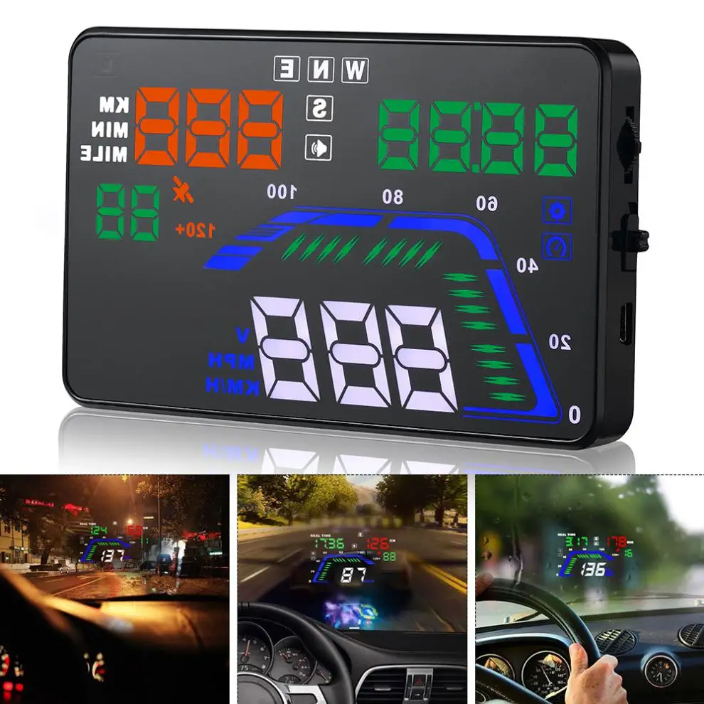 

Universal Q7 5.5 Inch Auto Car HUD GPS Head Up Display Speedometers Overspeed Warning Dashboard Windshield Projector