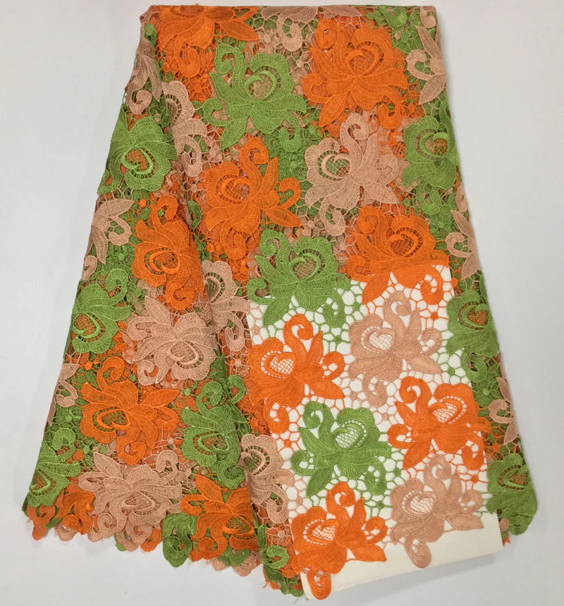 

Free shipping(5yards/pc) Very beautiful African guipure lace fabric three colors big cord lace fabric for party dress CWS36