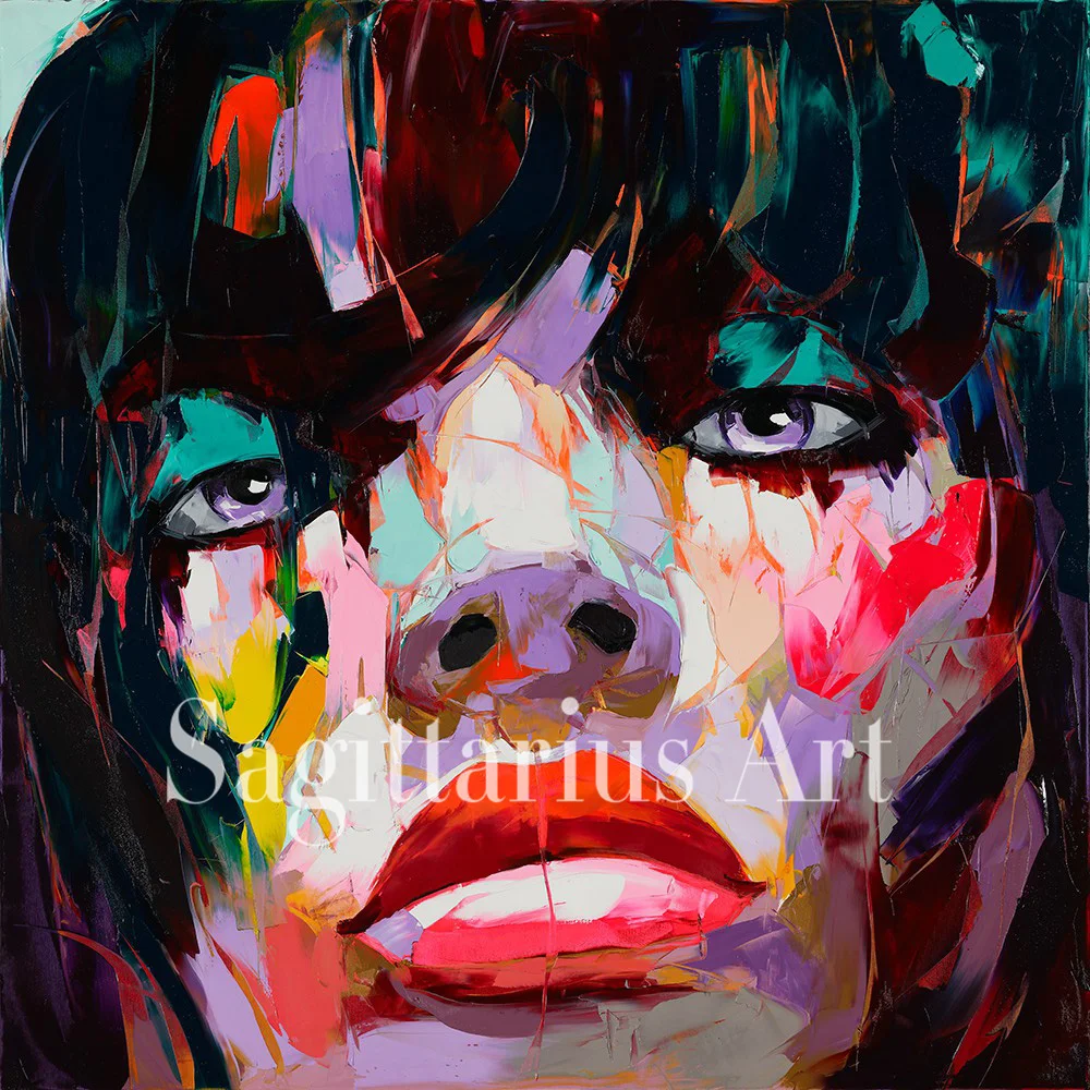 

Nielly Francoise Designer Abstract Hand Painted Knife Palette Oil Painting Canvens Fine Art Women Home Decoration Living Room