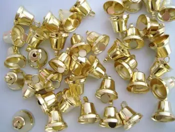 

100 Small 1/2" (14mm) Craft Jingle Bell Christmas/Bow/embellishment/ornament/bow Gold,baby shower party decoration favors, DIY