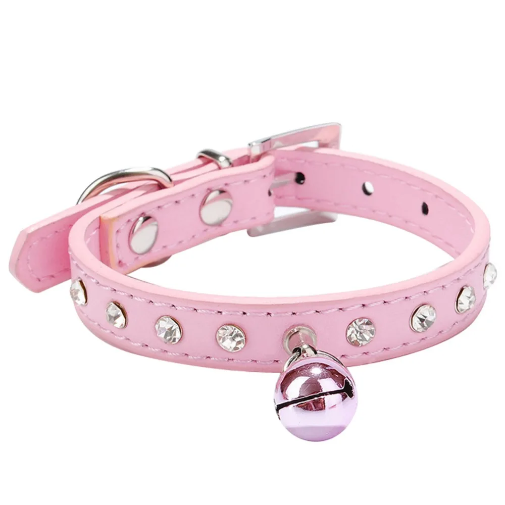 Adjustable Diamond PU Cat Collar Elastic Buckle Collars for Pet Cat Kitten Small Animals Collar With Bell Pets Supplies Adjustable Diamond PU Cat Collar Elastic Buckle Collars for Pet Cat Kitten Small Animals Collar With Bell Pets Supplies