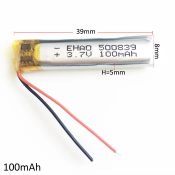 

500839 3.7V 100mAh lipo rechargeable battery lithium polymer for MP3 bluetooth watch pen MID headset headphon video pen