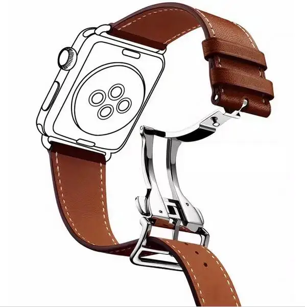 

Genuine Leather Loop for Apple Watch Band Series 4 3 2 1 Single Tour Deployment Buckle Strap for iwatch 42mm 38mm 40mm 44mm
