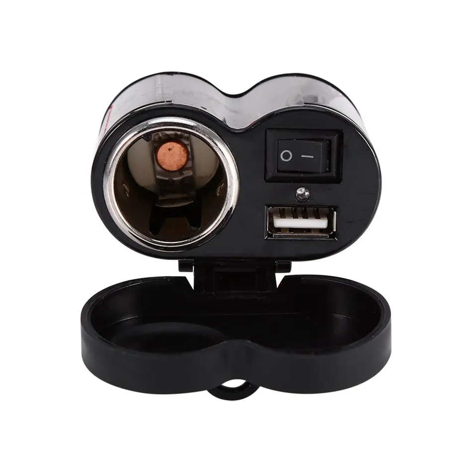 

Motorbike Motorcycle 12V Cigarette Lighter USB Power Adapter Charger 2 in 1 For Phone Waterproof