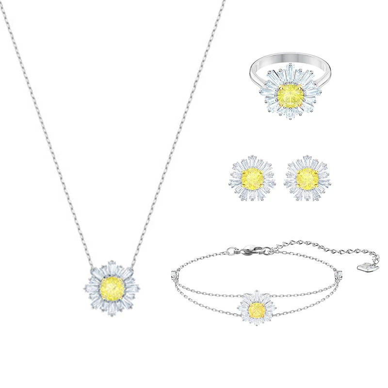 

SIEMTO Fashion 100% Sterling Silver Original 1:1 High Quality Sunflower Jewelry Sets Women Jewelry Free Shipping