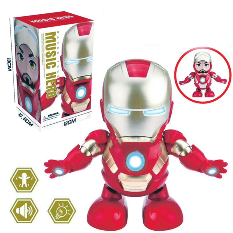 

Singing Children's Toys Q Version Iron Man Electric Light Music Dancing Robot Toy Funny Gift Funny Gadgets