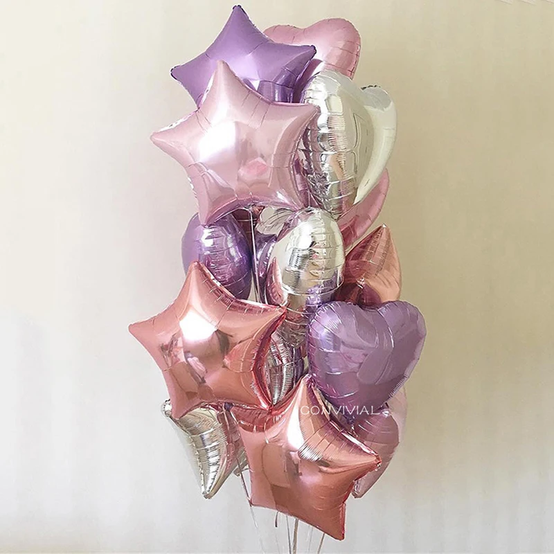 5 шт. Baby Shower 18 дюймов розового и белого цвета Звездные гелиевые фольгированные