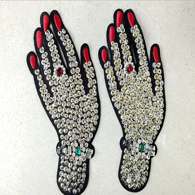 Бусины ручной работы блестки ручной работы для ногтей бусины руки Одежда DIY Аксессуары Одежда аппликация Значки - Цвет: B a pair of hand