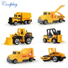 Coolplay, 6 шт., мини литая модель автомобиля, строительная игрушка из сплава, транспортные средства, инженерный автомобиль, грузовик, вилочный погрузчик, модель, игрушки для мальчиков, детей}