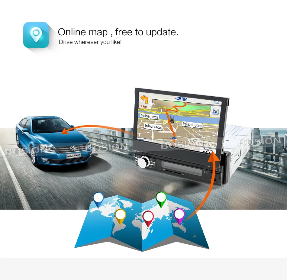 Best 7" Quad Core Android 6.0 1024*600 Single One 1 Din Car Stereo Audio Autoradio Head Unit Headunit Autoradio Bluetooth Handsfree 11