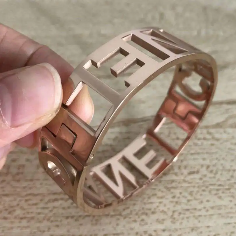 

fashion brand rose gold stainless steel bangle for women trendy