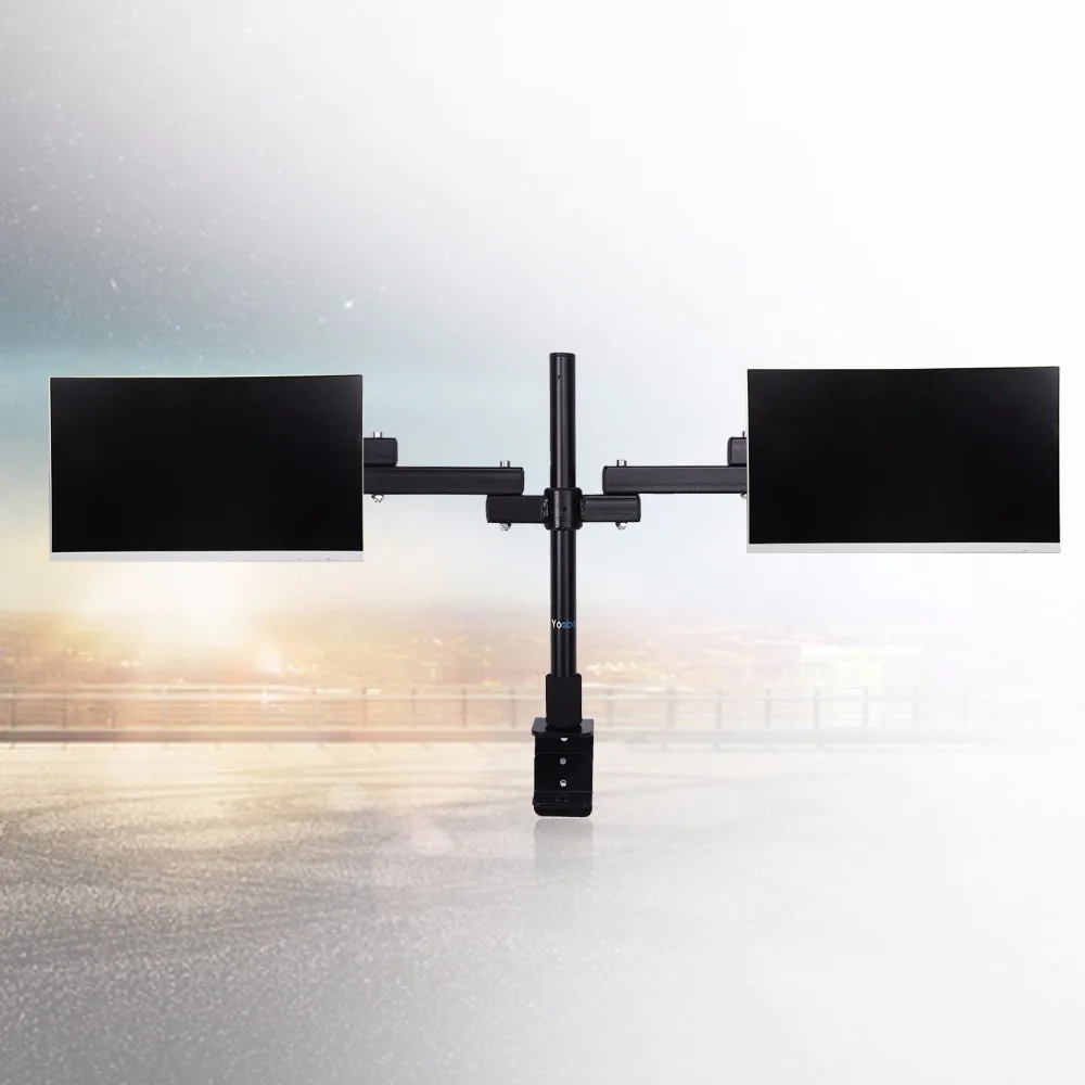 

Universal Dual Monitor Stand Rotation Double Arm Adjustable Desktop Holder for Computer Monitor within 13-27 inch TV Mount