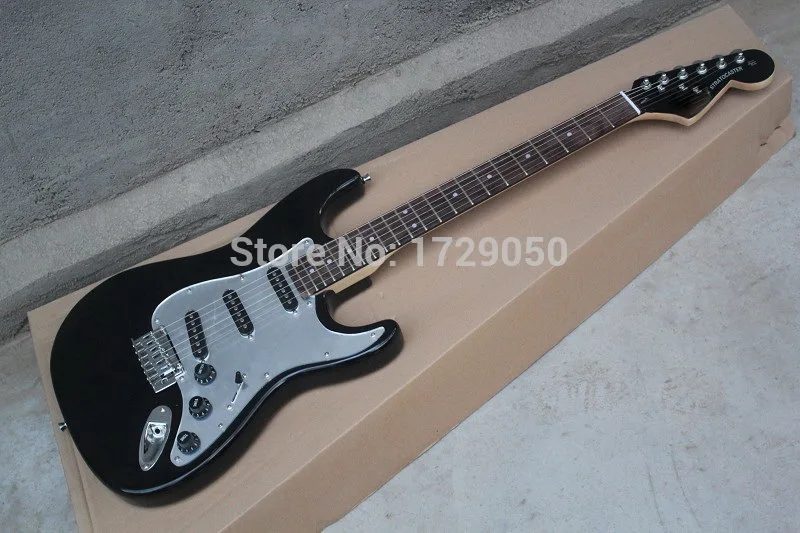 

Chinese Factory musical Instruments Custom NEW ST big headstock Electric Guitar BLACK color 725