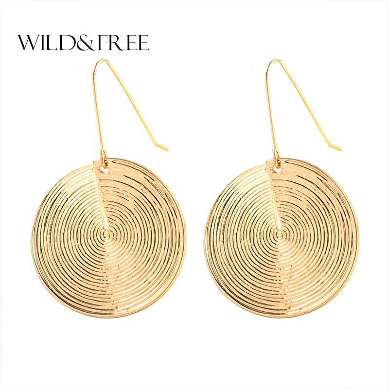 Exaggerated golden drop earrings for women statement jewelry Fashion big round circle shaped dangle earring Punk earings earing