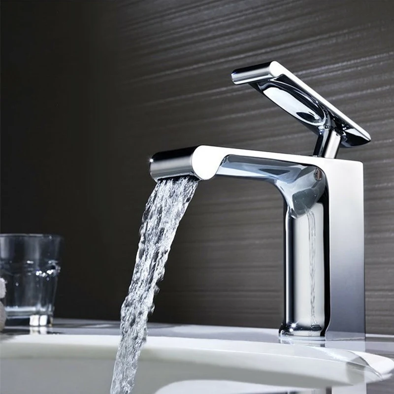 Free Shipping Wholesale And Retail Deck Mount Waterfall Bathroom Faucet Vanity Vessel Sinks Mixer Tap Cold And Hot Water Tap