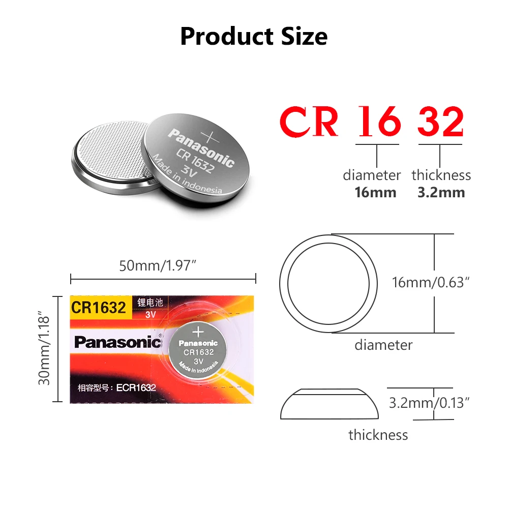 Panasonic cr1632 Кнопочная батарея для монет 3v часы с дистанционным управлением ключи от автомобиля DL1632 ECR1632 GPCE1632 литиевая батарея