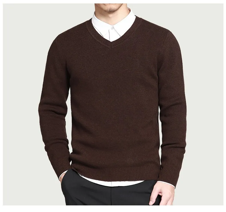 Мулс мужские пуловеры свитера простой стиль хлопок V шеи вязаный свитер с длинным рукавом Джемперы M-4XL Мужская брендовая одежда MS16004