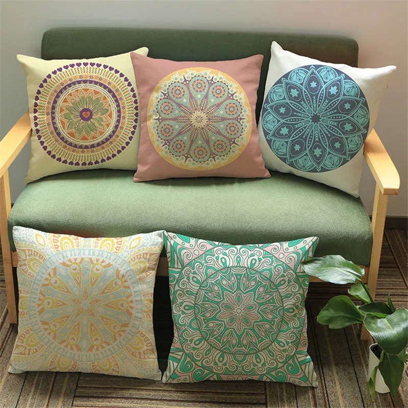 

Decorative Pillows Mandala Cushion Cover 45x45cm Pillow Cover Home Sofa Decor Pillow Case Housse De Coussin Printed Kussenhoes