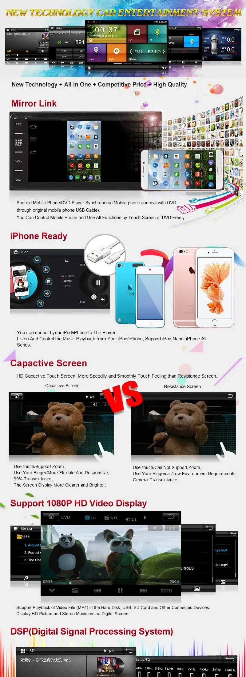 Top 7" in-dash Car DVD player with GPS(opt),Audio Radio stereo,USB/SD,AUX,BT/TV,Canbus,car multimedia headunit for mitsubishi pajero 14