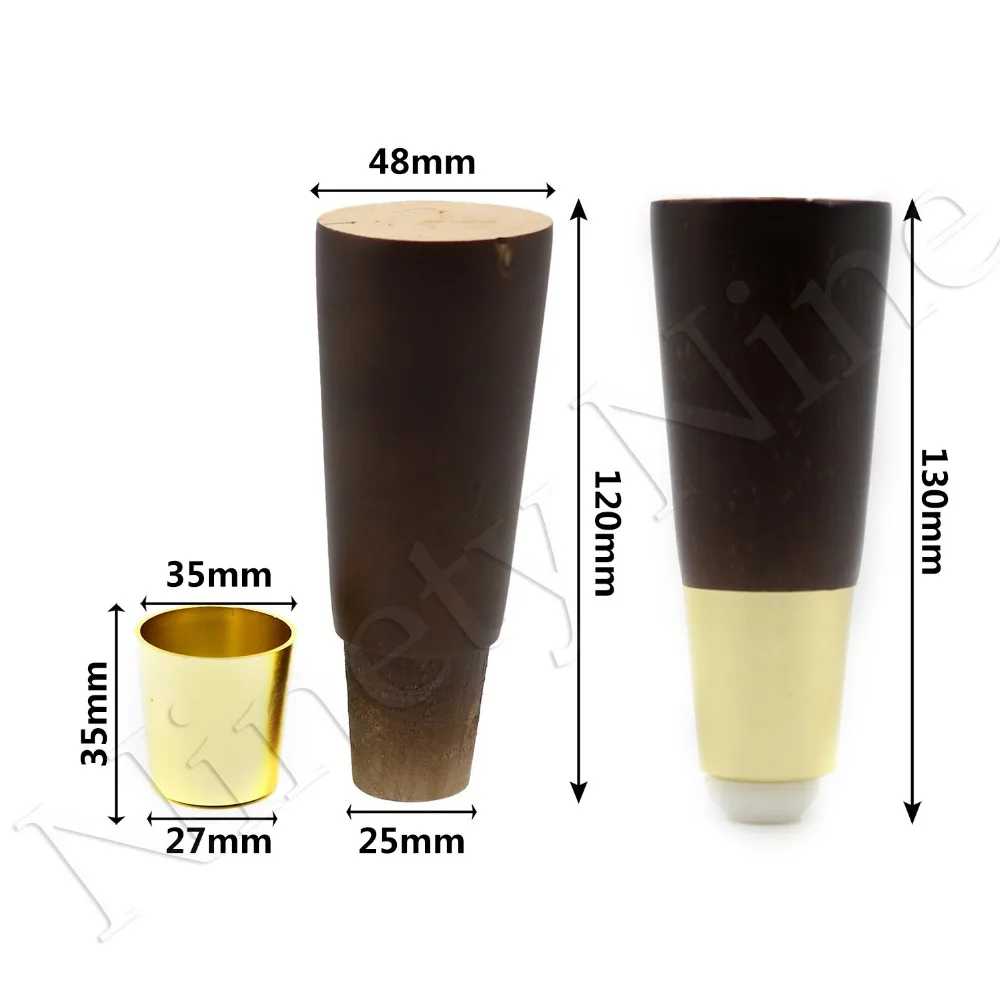 4 шт. 130*48*27 мм орех цветной цинк сплав деревянные ножки для мебели в форме конуса деревянные ножки для шкафов мягкий стол